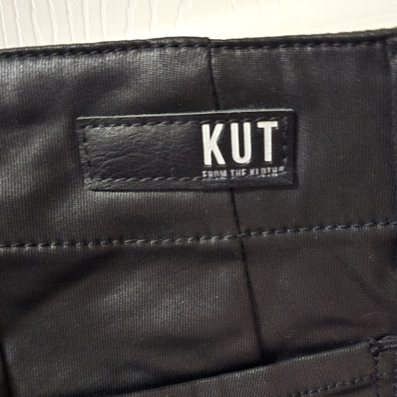 KUT Reese Ankle Straight Coated Black Trouser Pants, Mid-Rise, Flat Front, EUC! - Picture 14 of 16